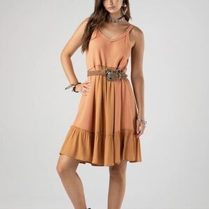 Miss Me Mixed Media Cami Dress Orange Women's Medium NWT